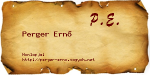 Perger Ernő névjegykártya